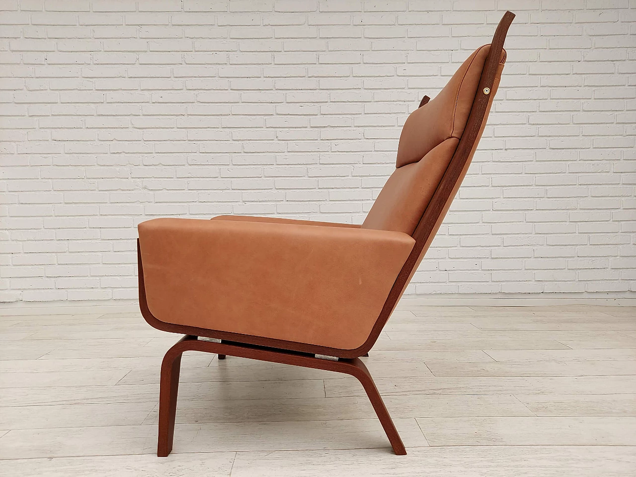 Danish armchair GE501A in mahogany and leather by H. J. Wegner, 70s 1143136