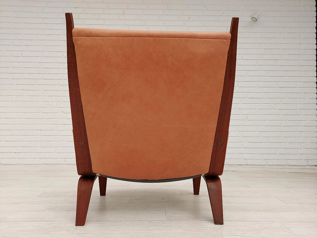 Danish armchair GE501A in mahogany and leather by H. J. Wegner, 70s 1143138