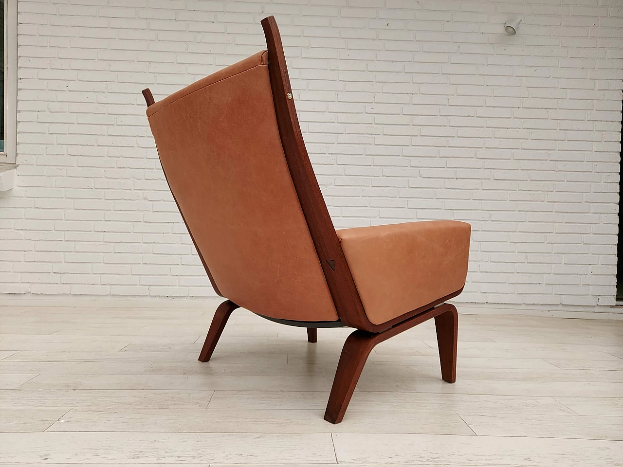 Danish armchair GE501A in mahogany and leather by H. J. Wegner, 70s 1143140