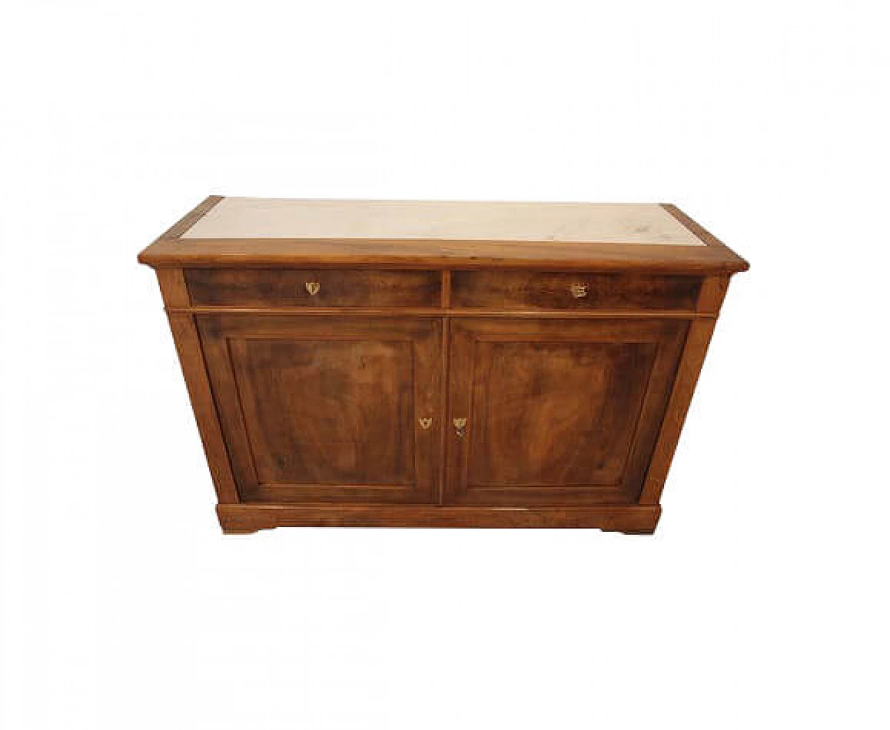 Credenza bassa in noce con piano a incasso in marmo, '800 1143210
