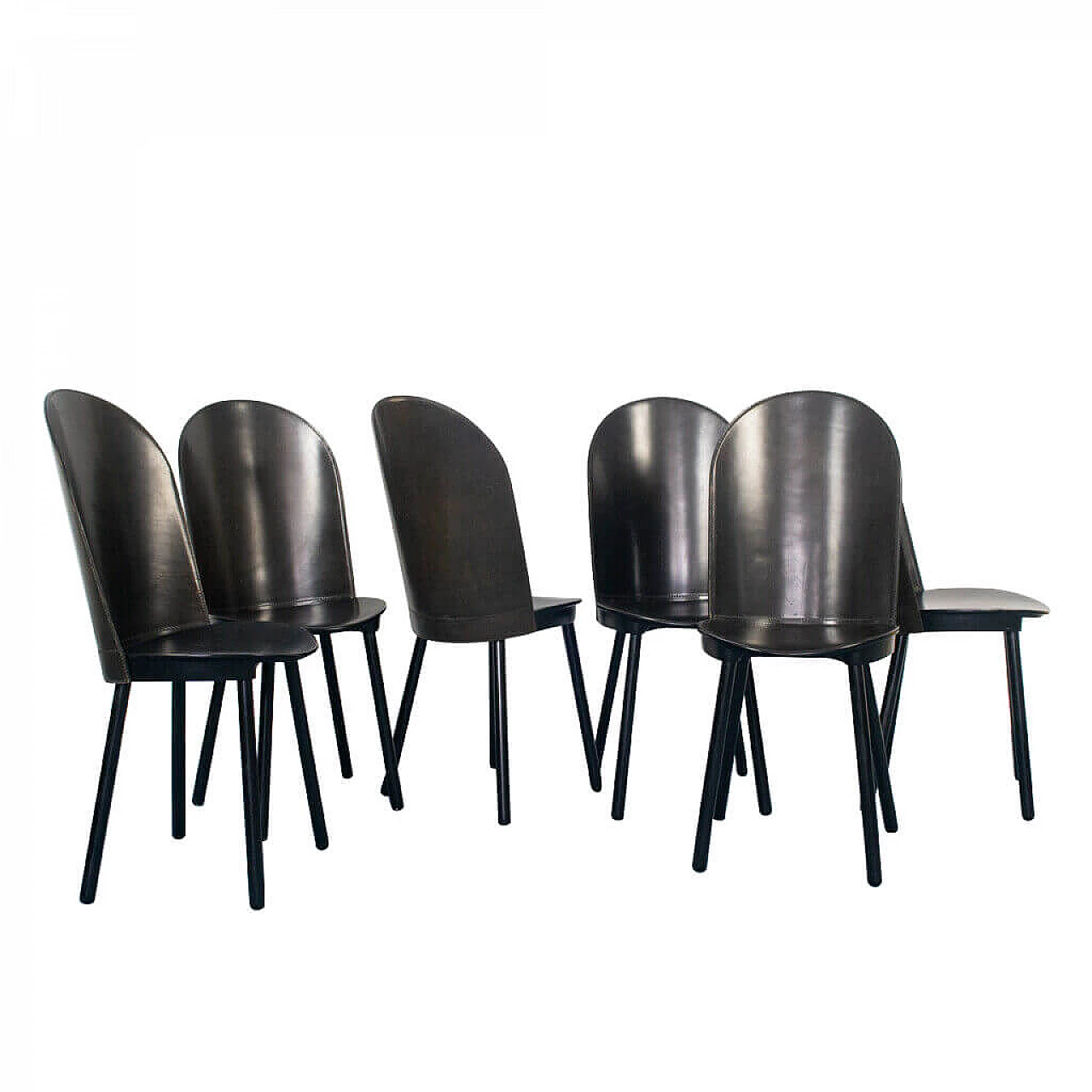 6 Palmira chairs in black leather by DePas, D'Urbino and Lomazzi for Zanotta, 80's 1143220