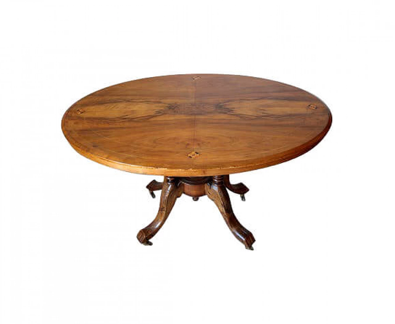 Oval table in walnut and oak with movable top, 19th century 1143377