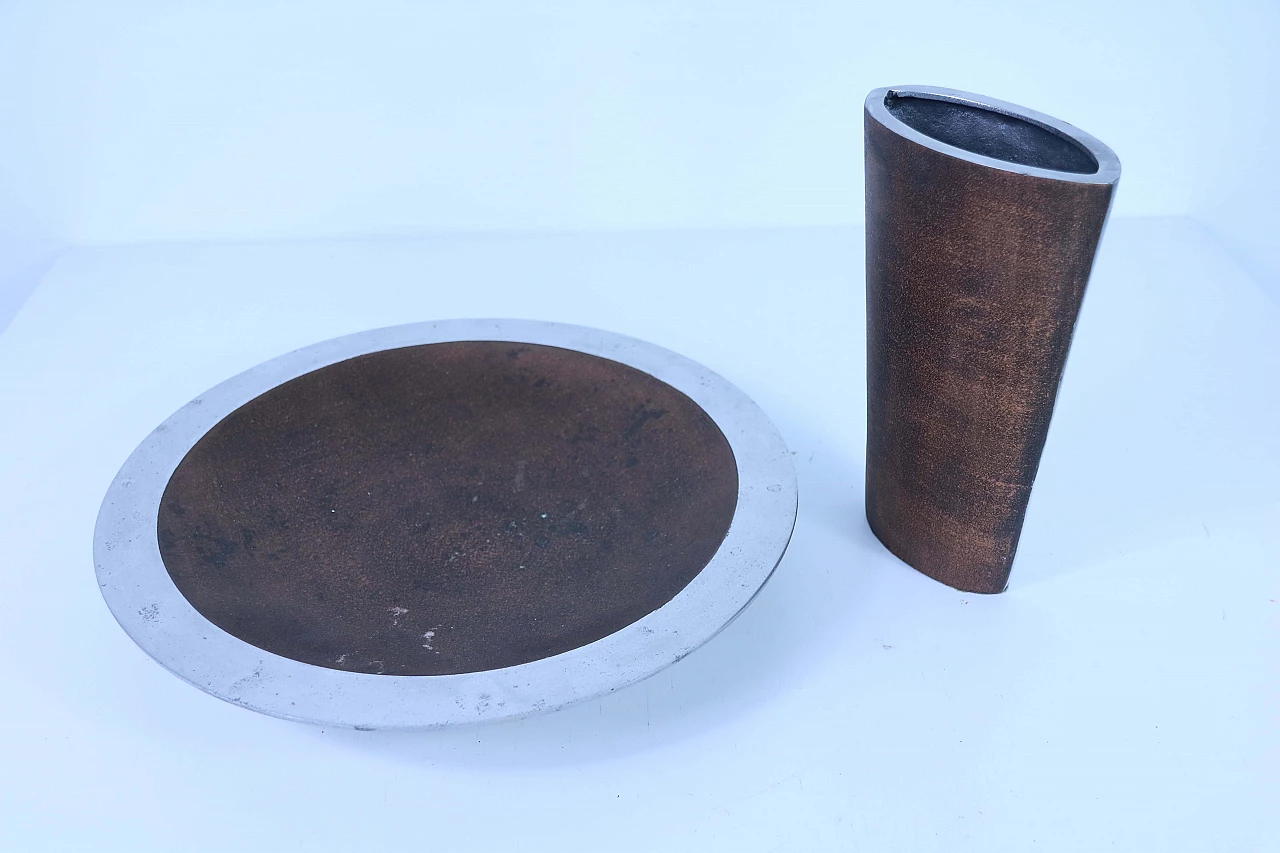 Aluminum Vase and Tray Set 1143534