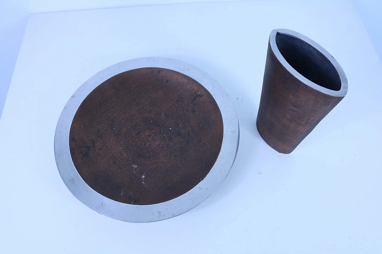 Aluminum Vase and Tray Set 1143535