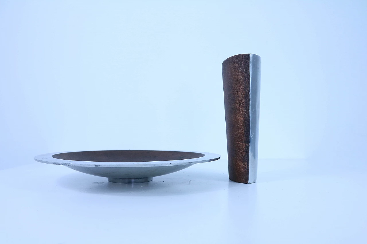 Aluminum Vase and Tray Set 1143536