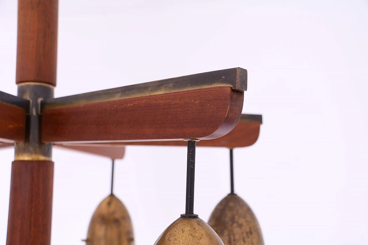 Chandelier in brass wood and glass 1143707