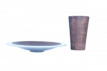 Aluminum Vase and Tray Set