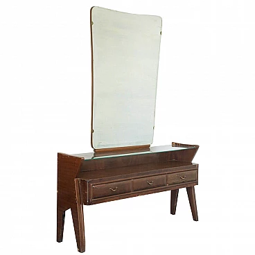 Consolle in legno con specchio stile Dassi, anni '50