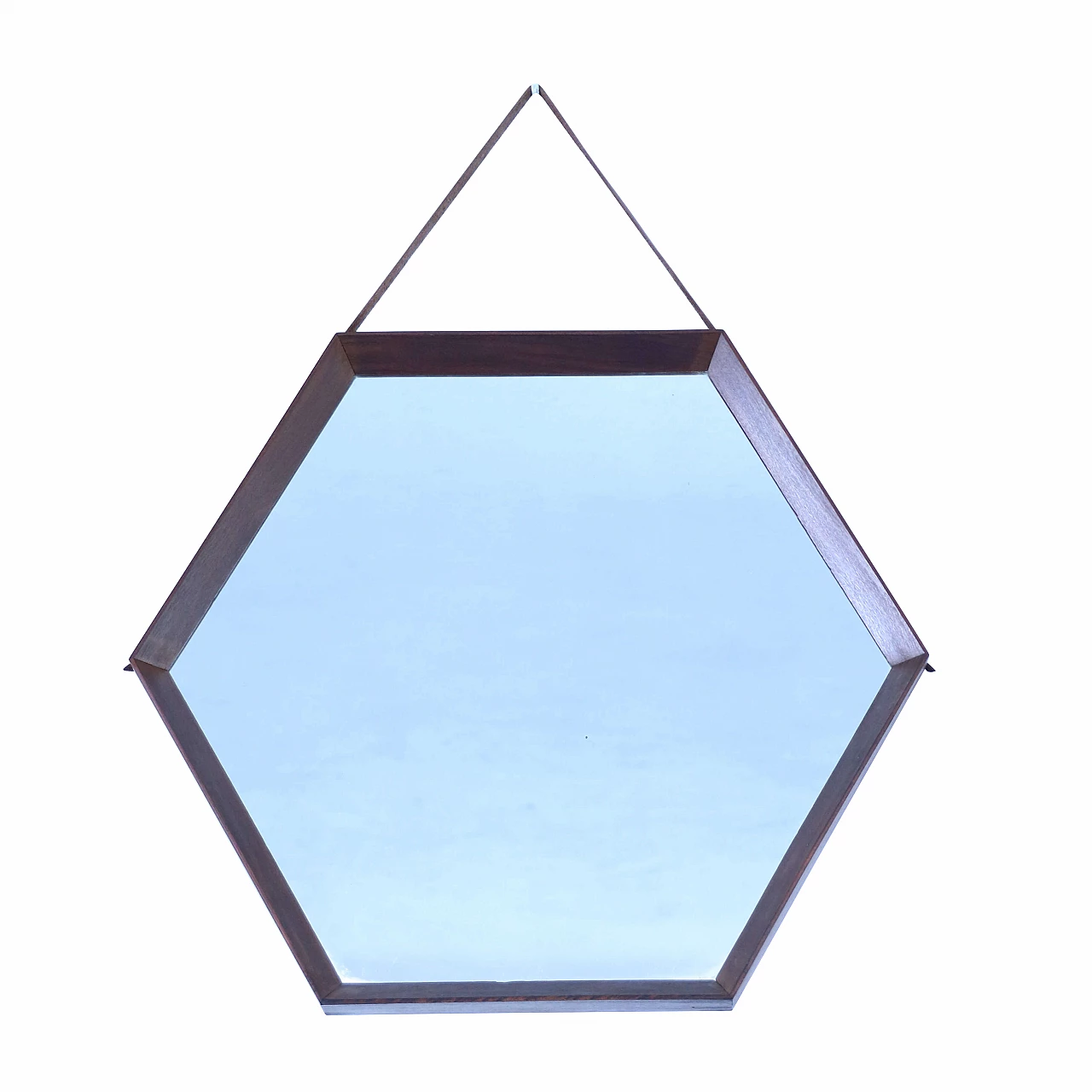 Specchio esagonale in teak 1144112