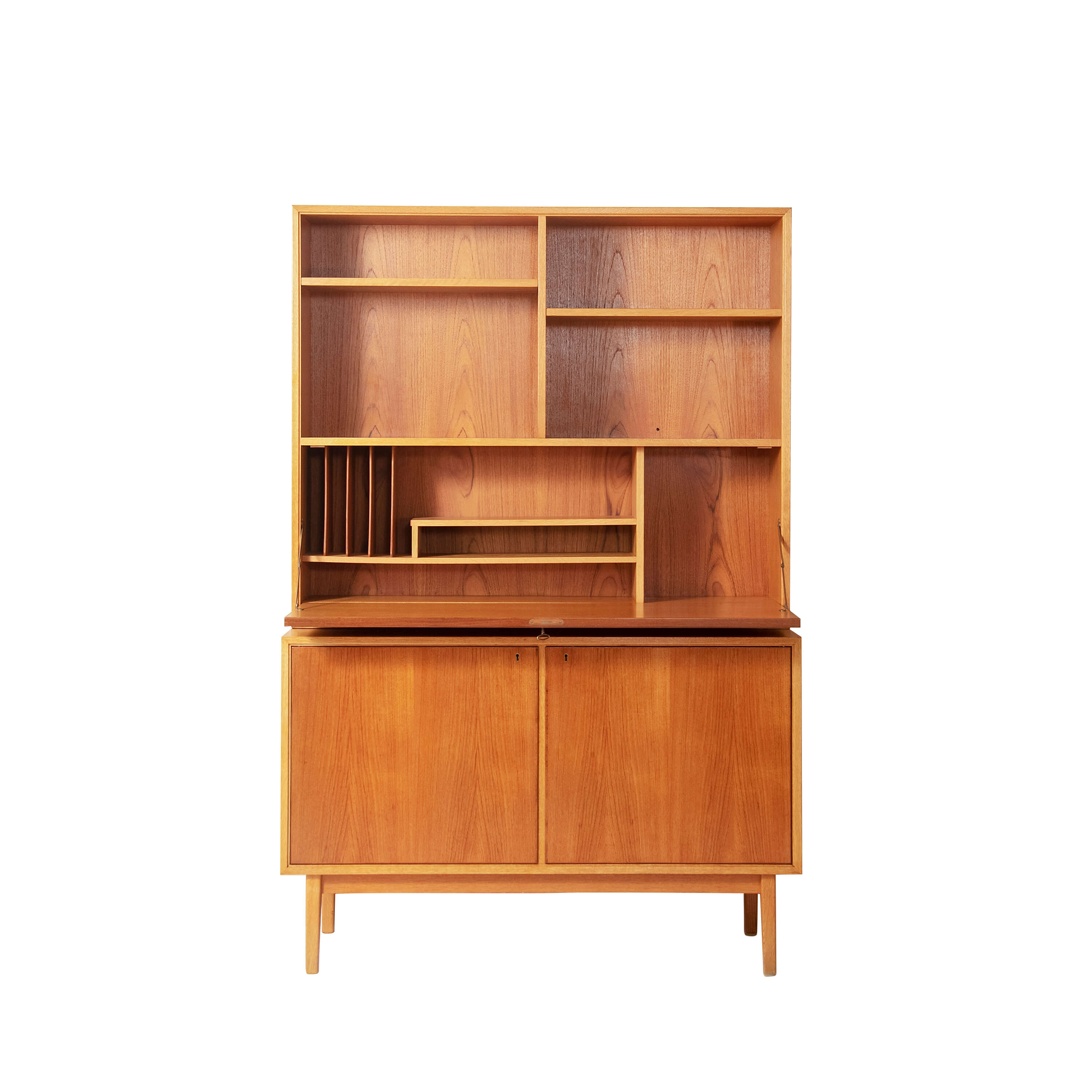 Teak bookcase and dropdown desk intOndo