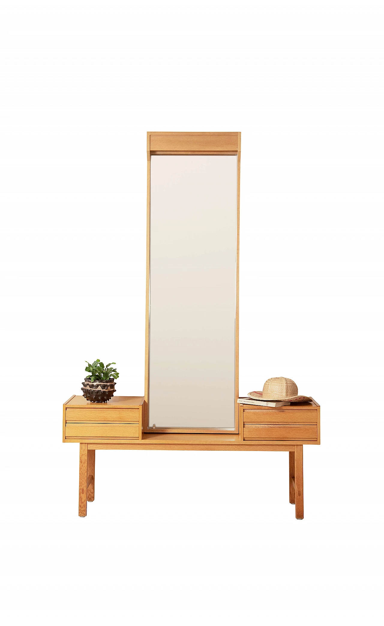 Entrance small table with oak wood and mirror 1144336