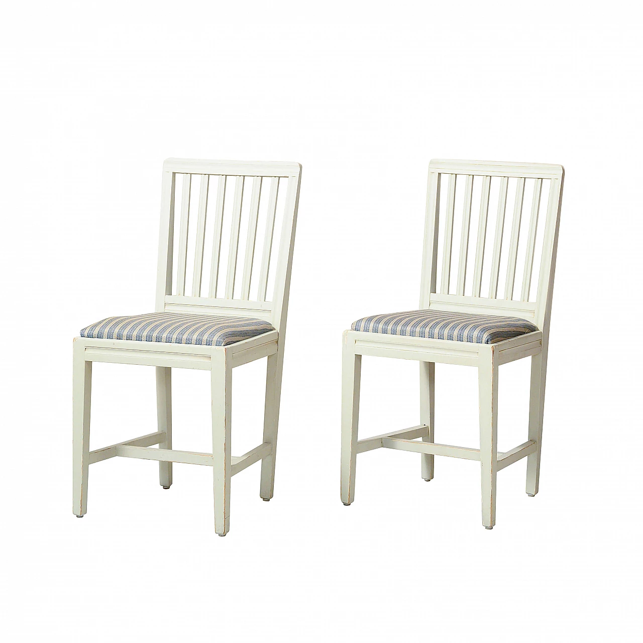 Pair of Swedish chairs in wood and fabric, first half of 900 1144585