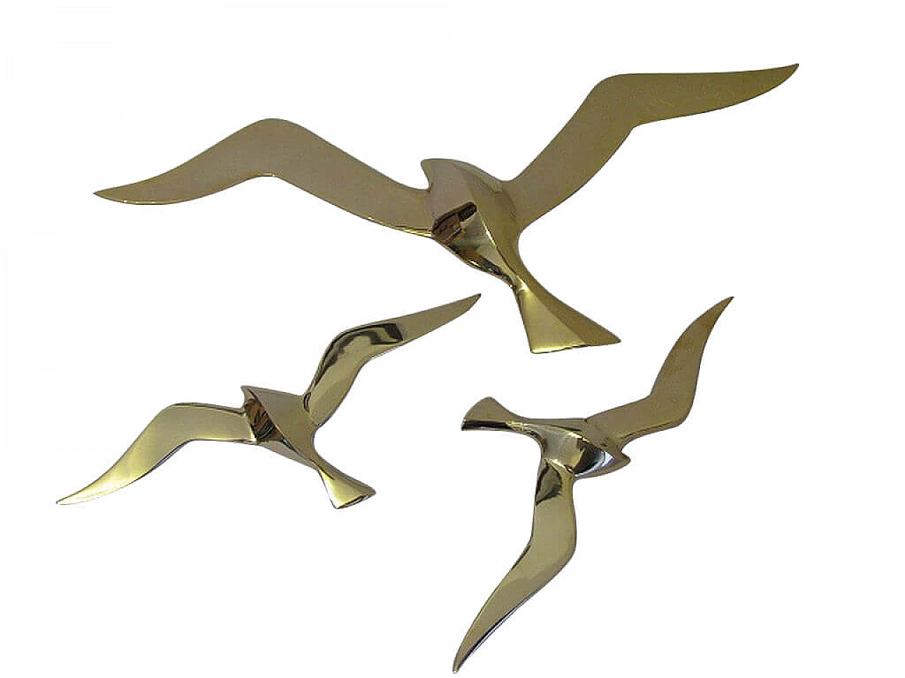 3 Gabbiani o uccelli in ottone, anni '70 1144596