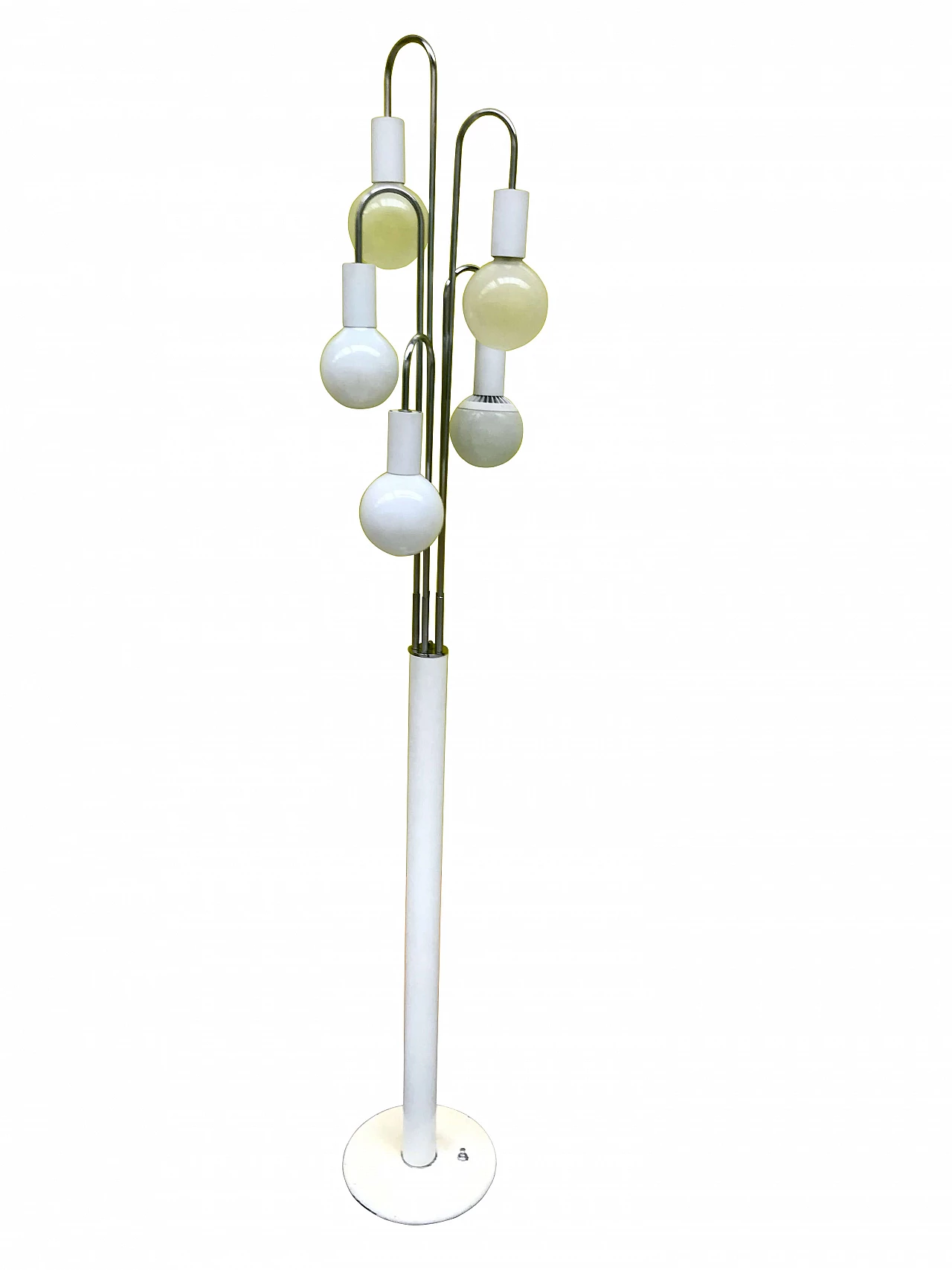 "Waterfall" floor lamp by Robert Sonneman, white and chrome, original 70s 1180501