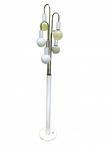 Waterfall floor lamp by Robert Sonneman, white and chrome, original 70s