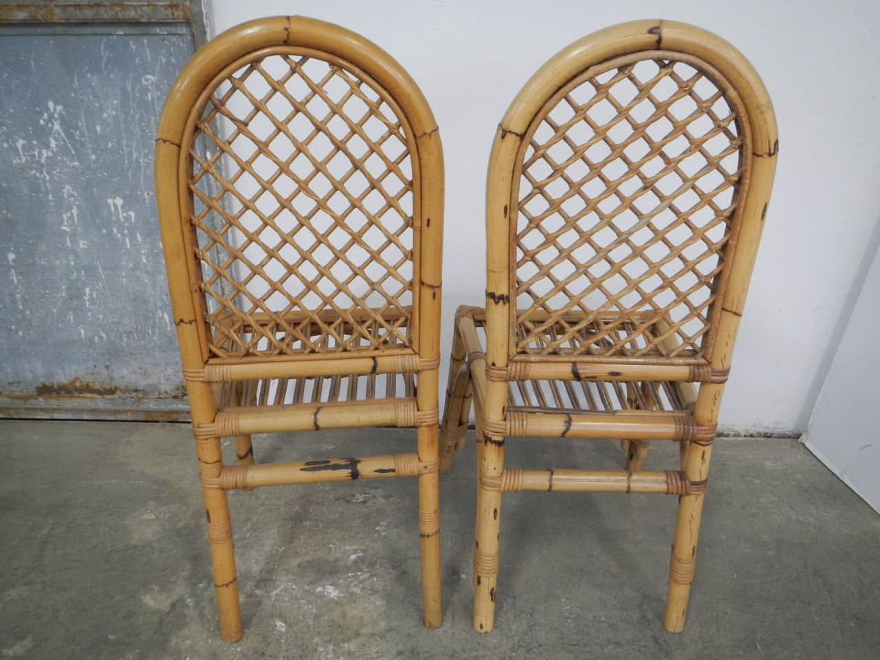 Pair of bamboo and rattan chairs, 70s intOndo