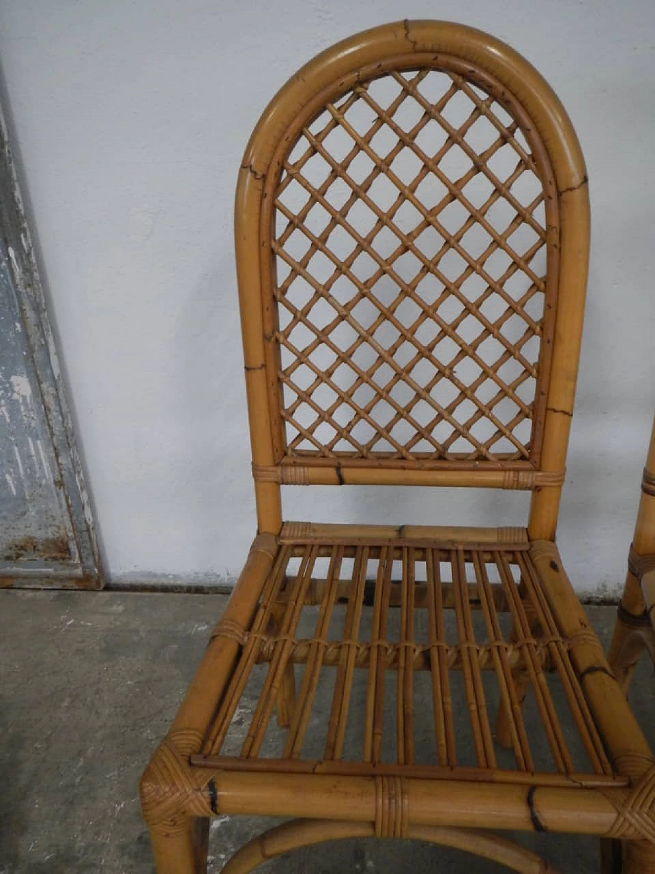 Pair of bamboo and rattan chairs, 70s 1180680