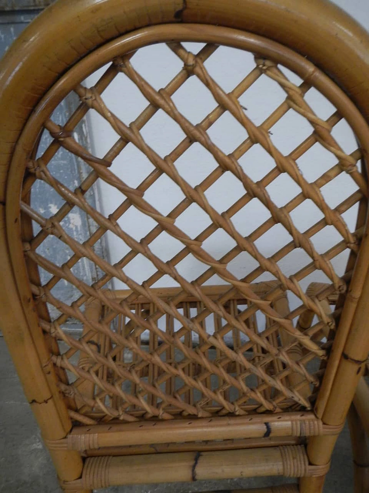 Pair of bamboo and rattan chairs, 70s 1180682