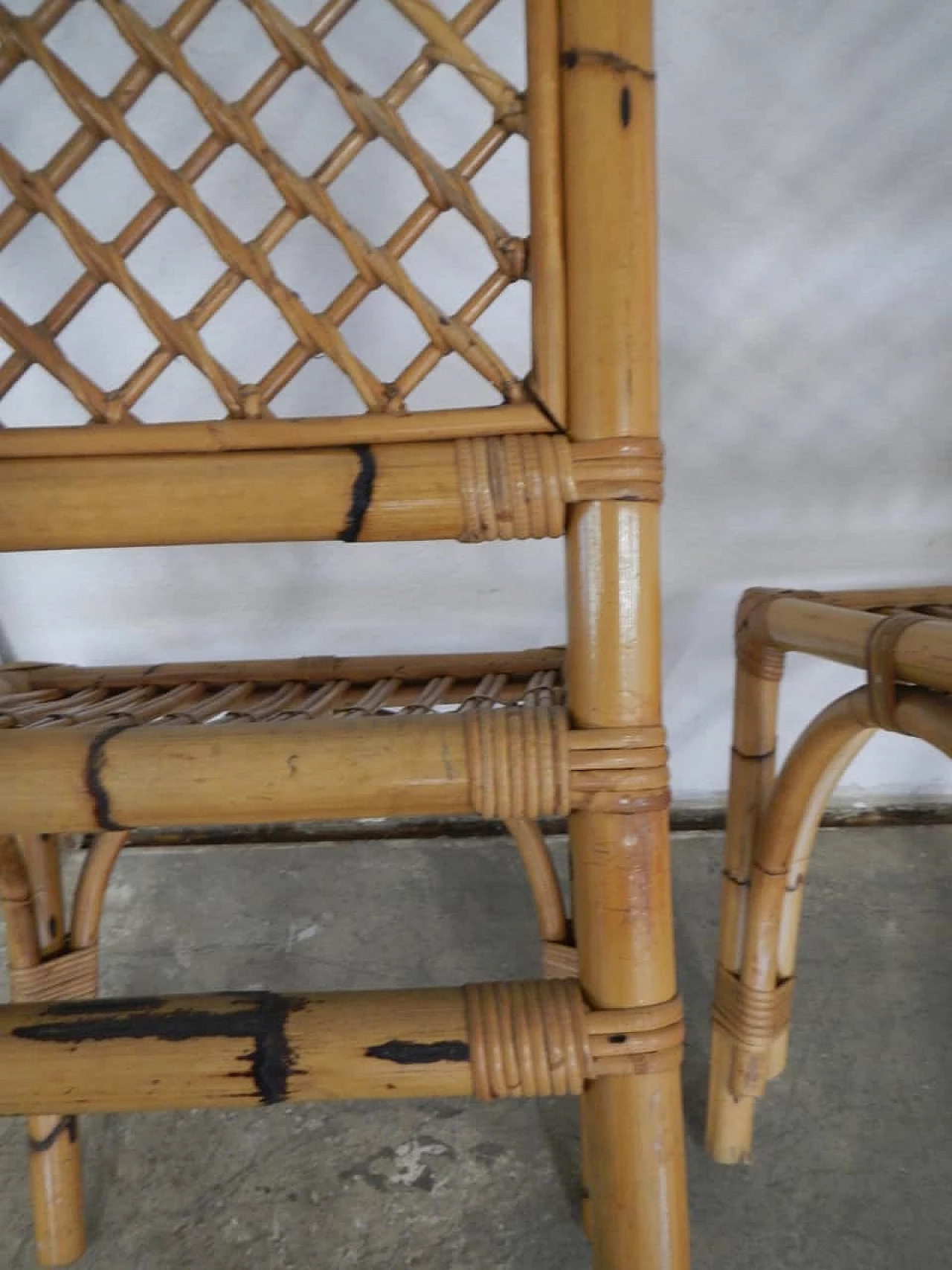 Pair of bamboo and rattan chairs, 70s 1180685