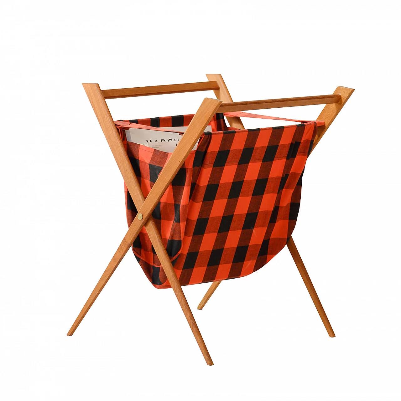 Magazine rack in teak and fabric, 50s 1180871