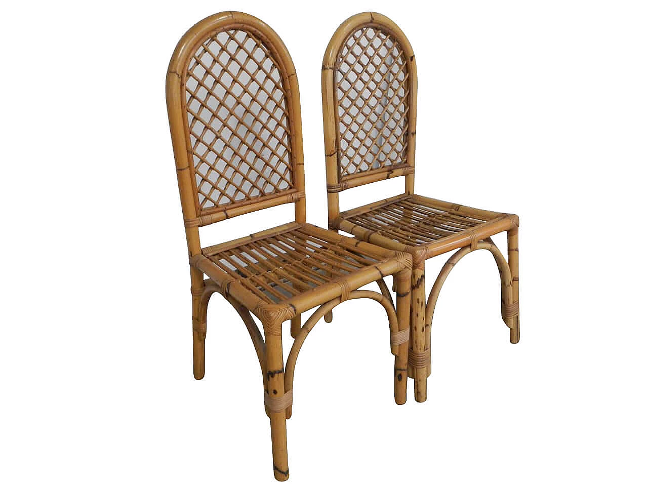 Pair of bamboo and rattan chairs, 70s 1180901