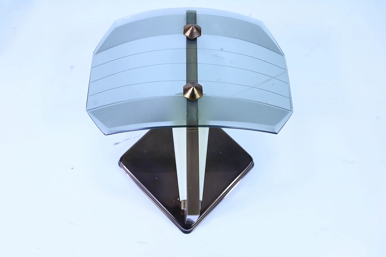 Pair of wall lamps in glass and brass, 1950s 1180963