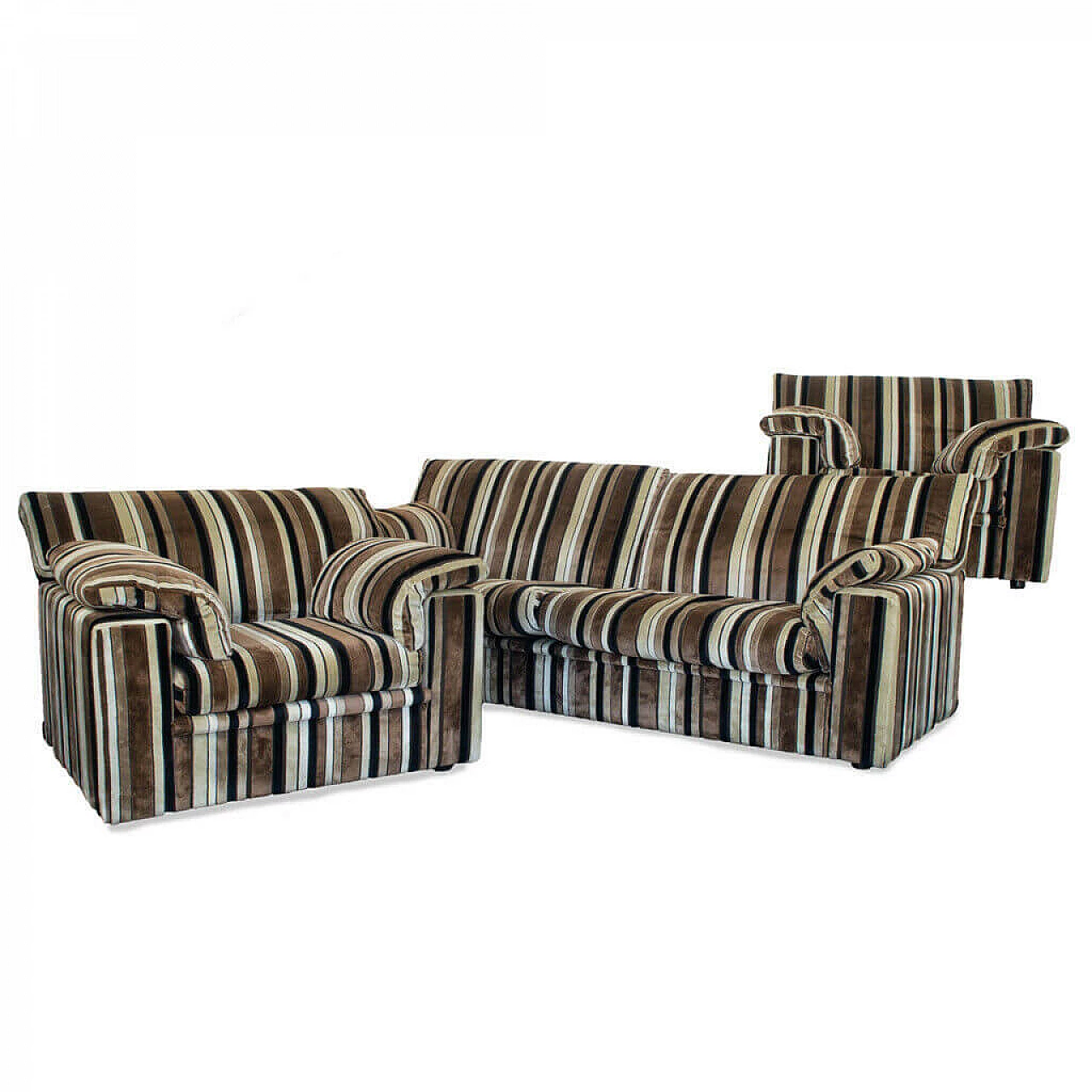 Set of 3 seats sofa and pair of armchairs, 70s 1181274