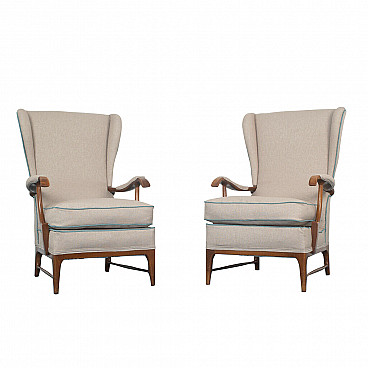 Pair of beige armchairs by Paolo Buffa, 50s