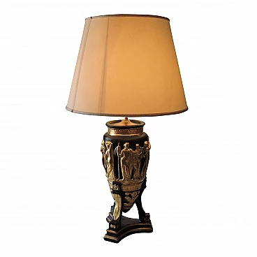 Lampada da tavolo Art Decò decorata in foglia d'oro, anni '60