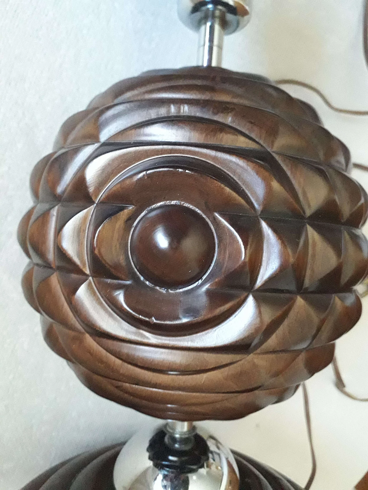 Table lamp in walnut wood, 70s 1181661