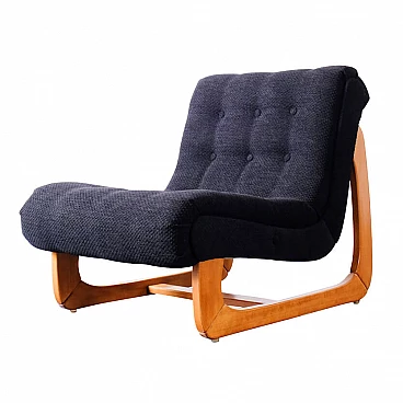Beech armchair with upholstered seat, 1960s