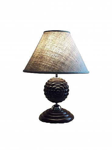 Table lamp in walnut wood, 70s