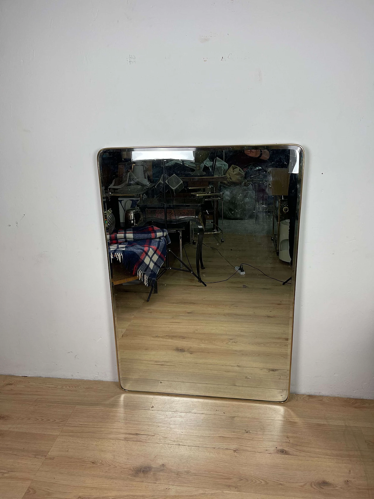 Specchio in ottone e vetro, anni '50 1181872