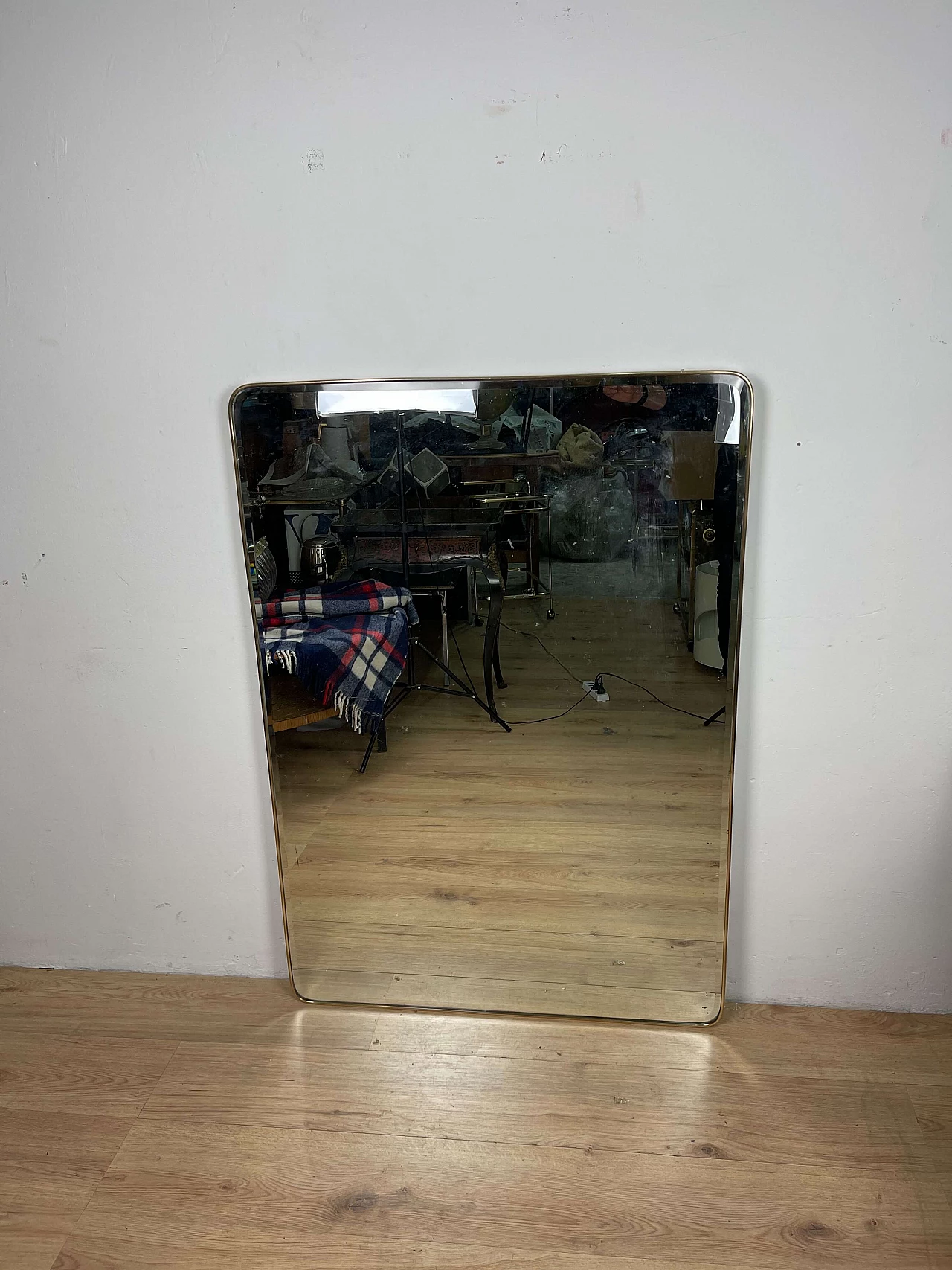 Specchio in ottone e vetro, anni '50 1181873