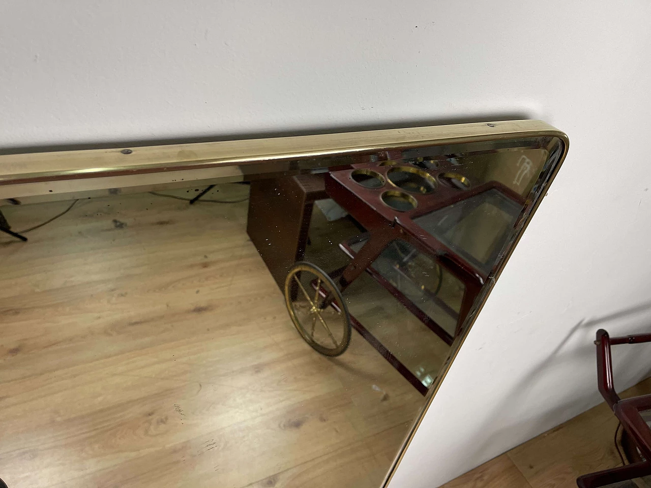 Specchio in ottone e vetro, anni '50 1181876