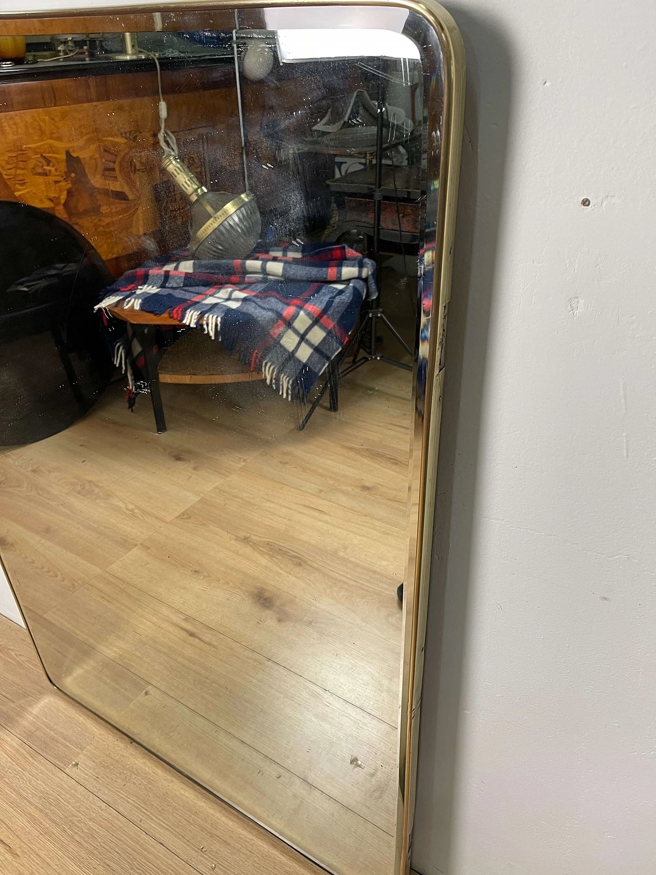 Specchio in ottone e vetro, anni '50 1181878