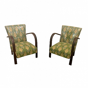 Pair of armchairs with brocade fabric, 1930s