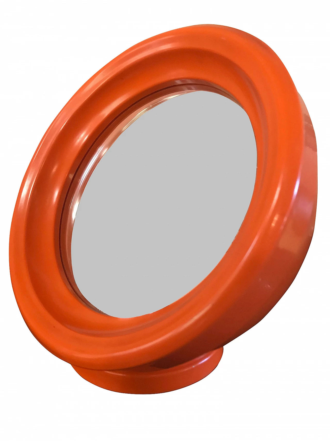 Orientable Space Age mirror on stand, orange, 70s 1182796