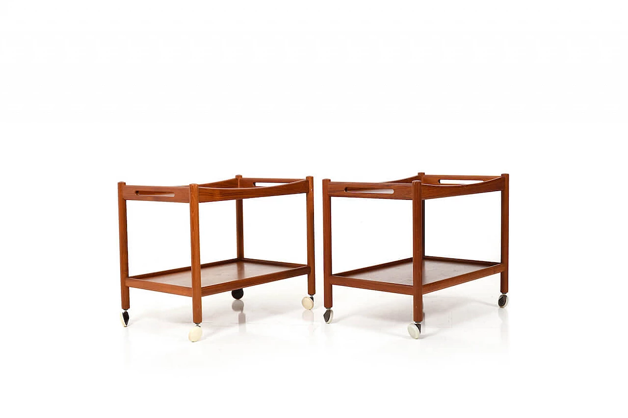 Pair of teak AT-45 serving trolleys by Hans J. Wegner, 60s 1183318