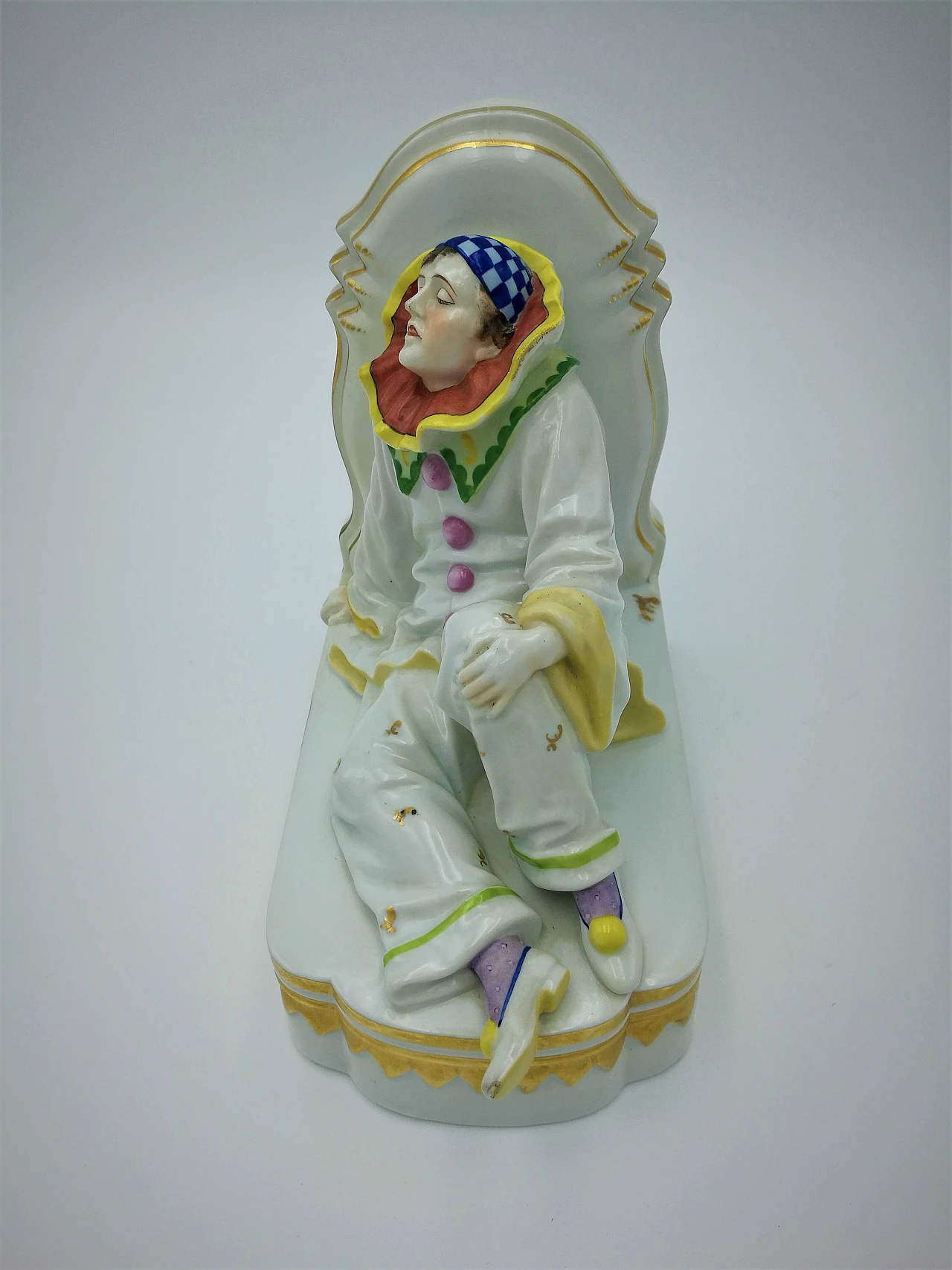 Pair of Art Deco bookends in hand-painted ceramic, 30s 1183801