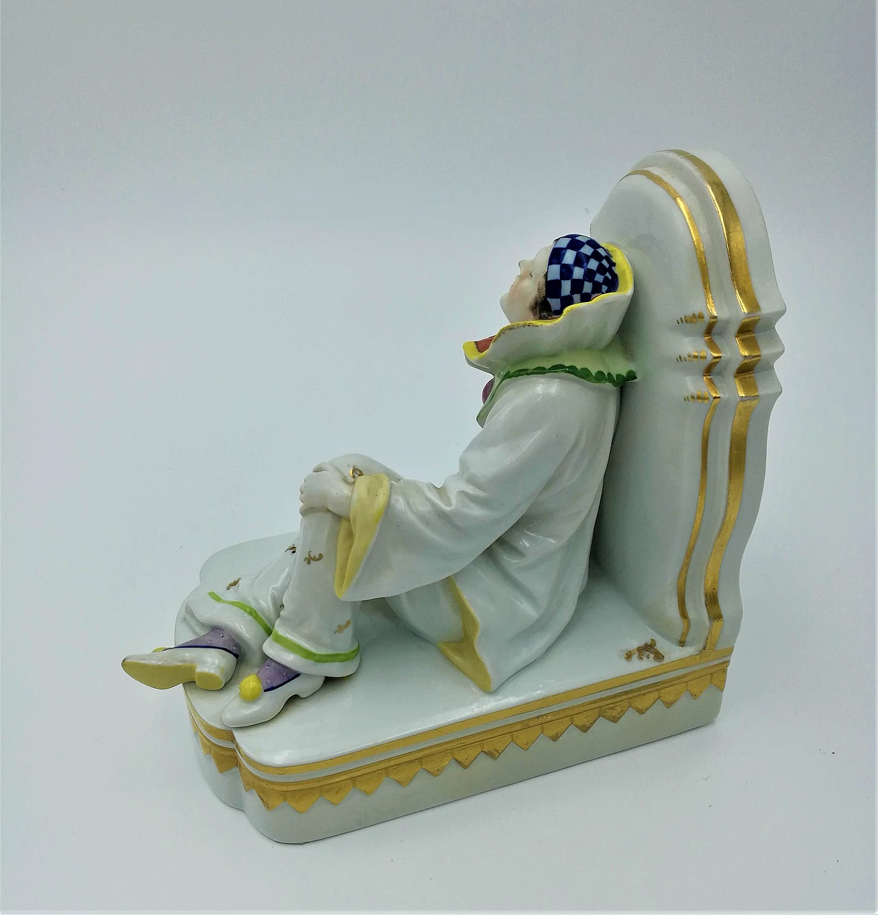 Pair of Art Deco bookends in hand-painted ceramic, 30s 1183802