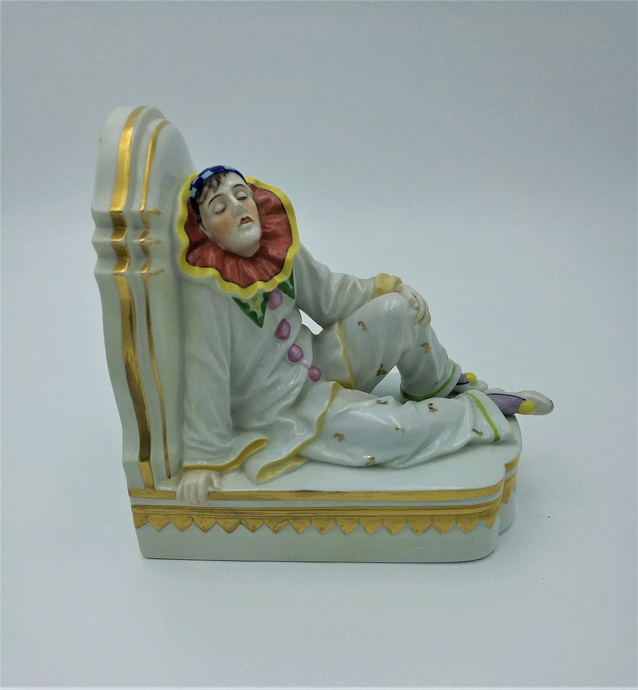 Pair of Art Deco bookends in hand-painted ceramic, 30s 1183803