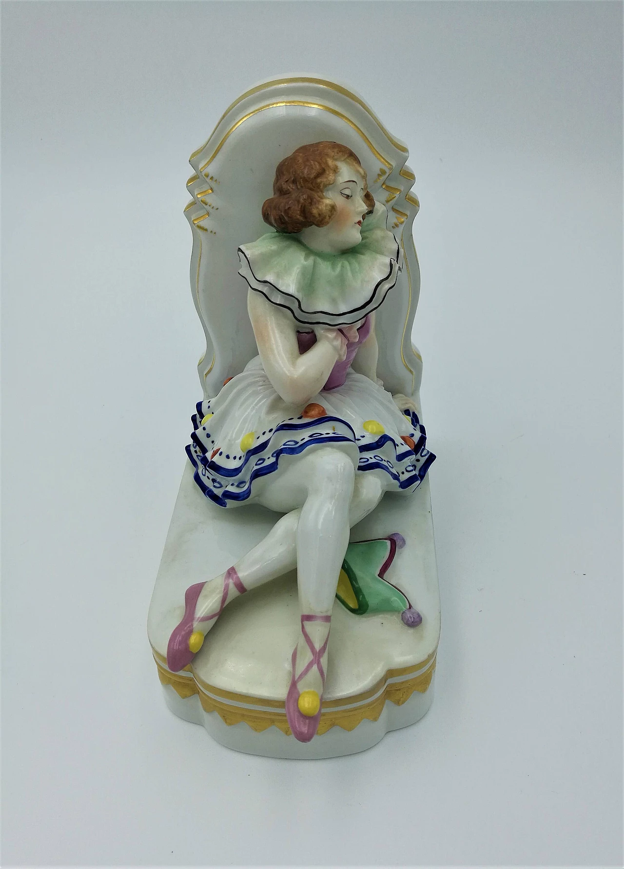 Pair of Art Deco bookends in hand-painted ceramic, 30s 1183806