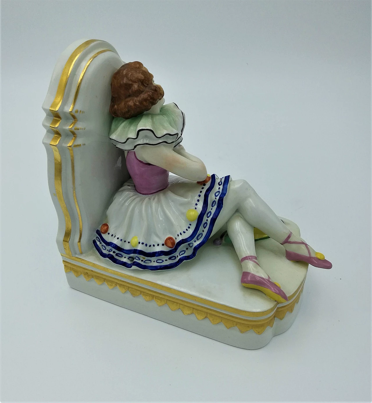 Pair of Art Deco bookends in hand-painted ceramic, 30s 1183807