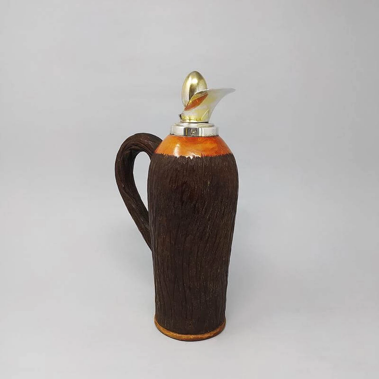 1950s Stunning Aldo Tura Pitcher in Brass and Wood, Made in Italy 1183875