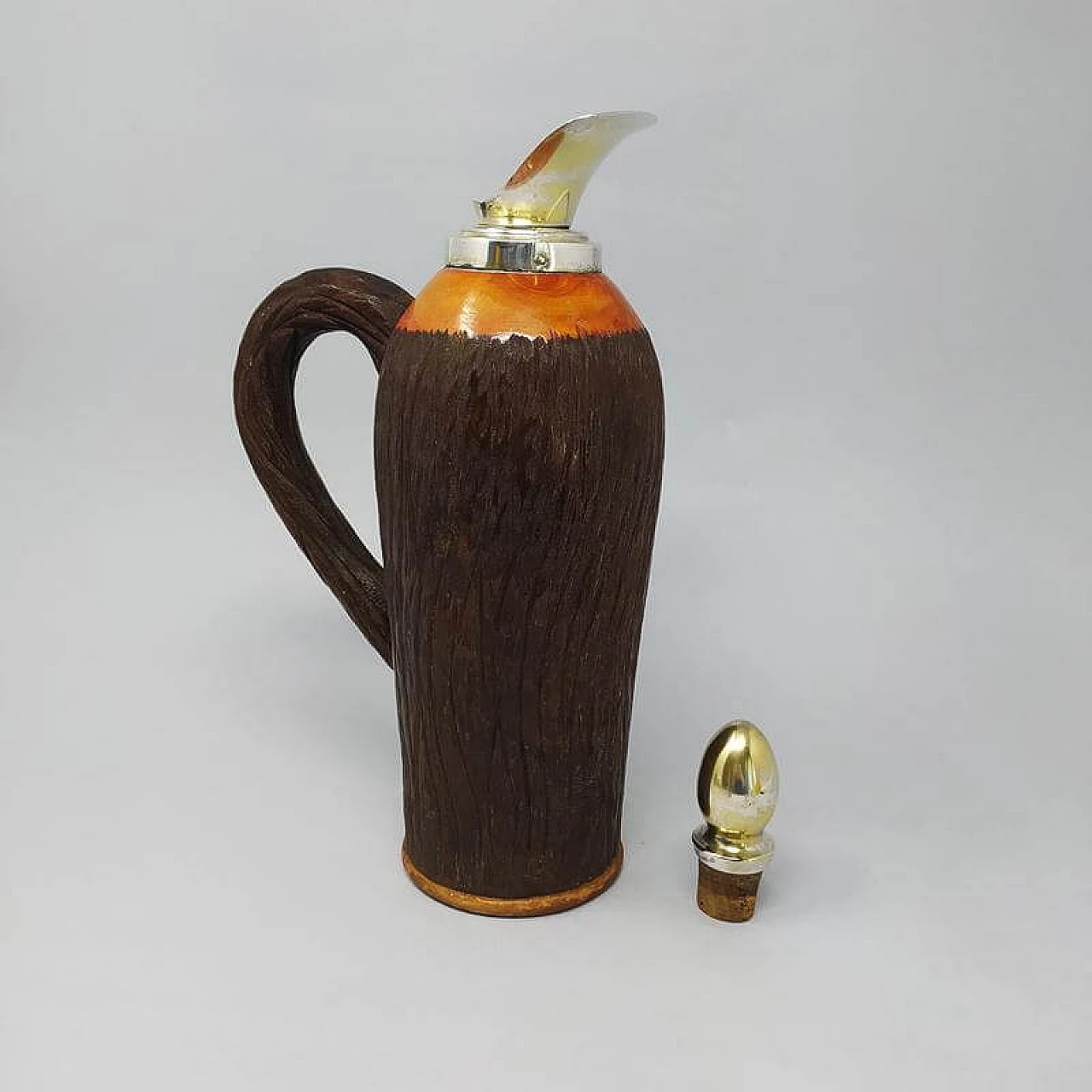 1950s Stunning Aldo Tura Pitcher in Brass and Wood, Made in Italy 1183876