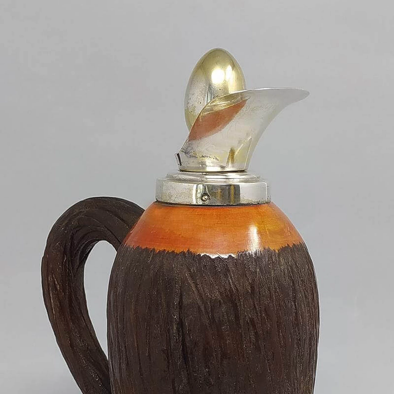 1950s Stunning Aldo Tura Pitcher in Brass and Wood, Made in Italy 1183880