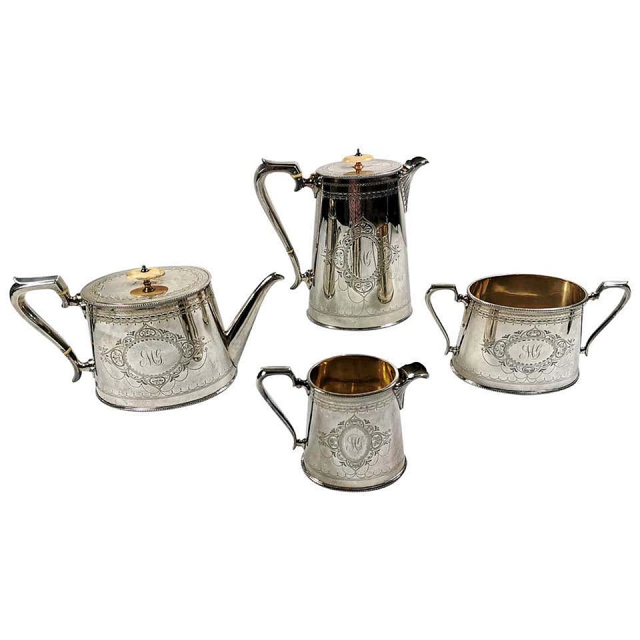 Servizio da tè e caffè vittoriano placcato in argento 1184019