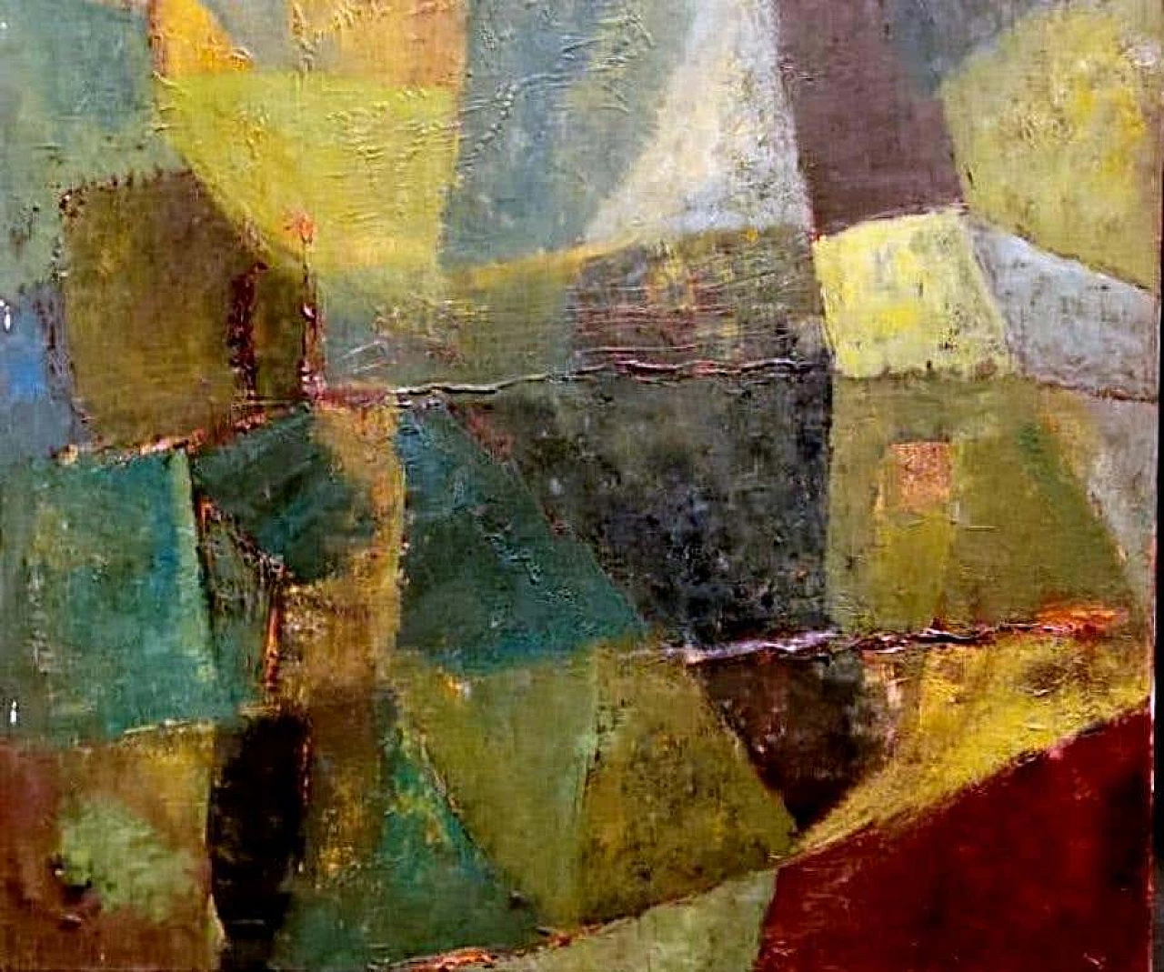 Abstractism geometric style painting oil on canvas, 60s 1184150