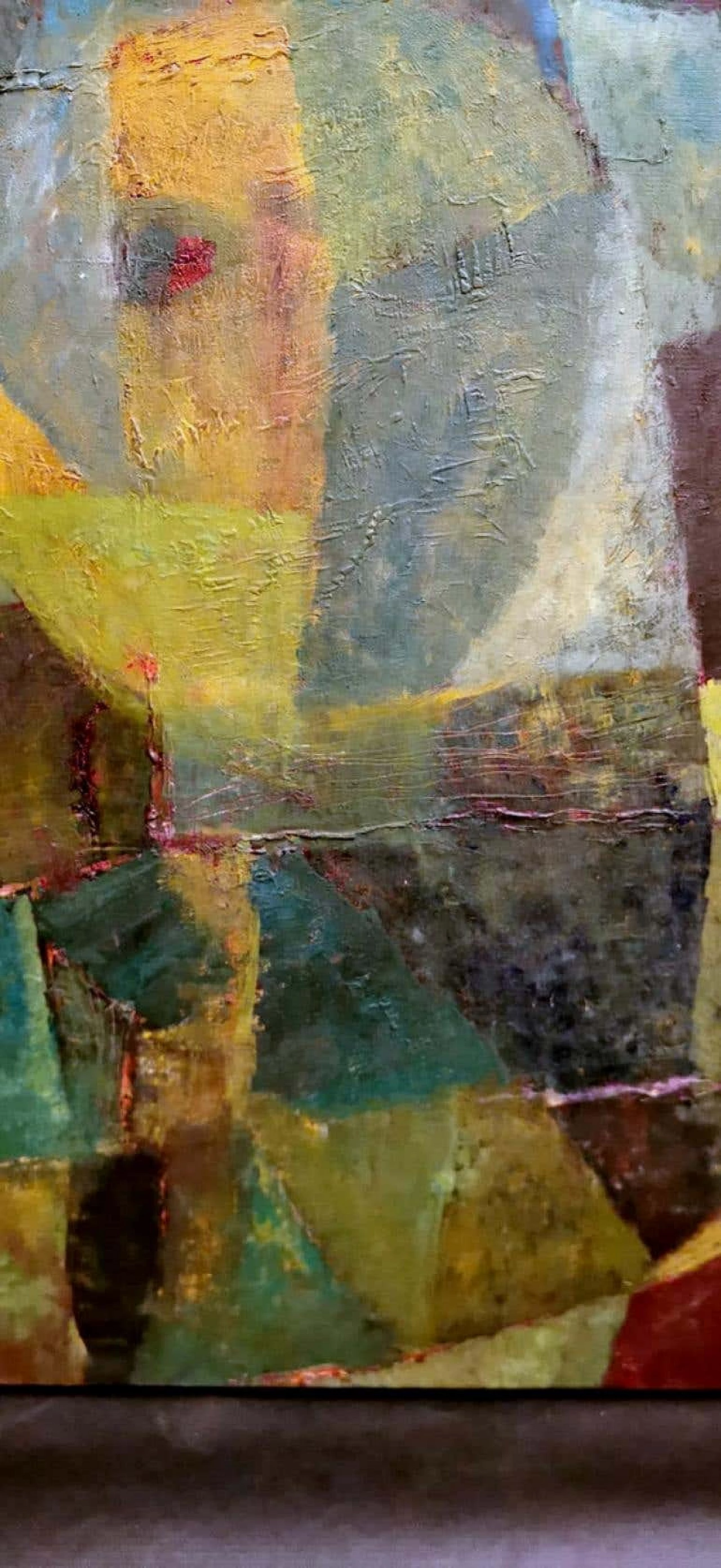 Dipinto in stile astrattismo geometrico olio su tela, anni '60 1184154